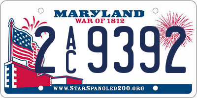 MD license plate 2AC9392