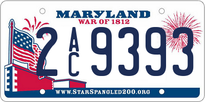 MD license plate 2AC9393