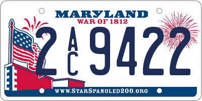 MD license plate 2AC9422