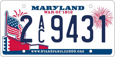 MD license plate 2AC9431