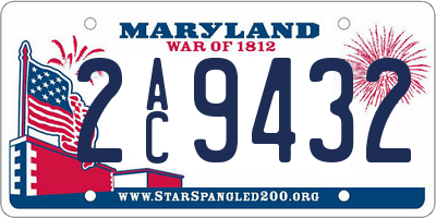 MD license plate 2AC9432