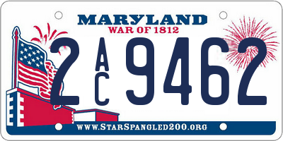 MD license plate 2AC9462