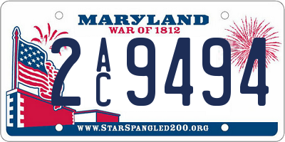 MD license plate 2AC9494