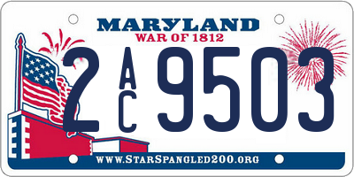 MD license plate 2AC9503