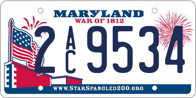 MD license plate 2AC9534