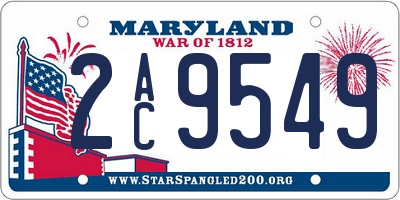 MD license plate 2AC9549