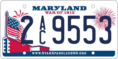 MD license plate 2AC9553