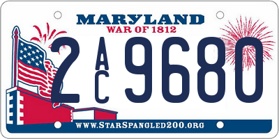 MD license plate 2AC9680