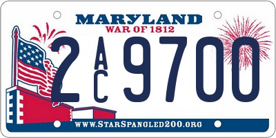 MD license plate 2AC9700