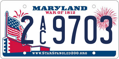 MD license plate 2AC9703