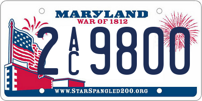 MD license plate 2AC9800
