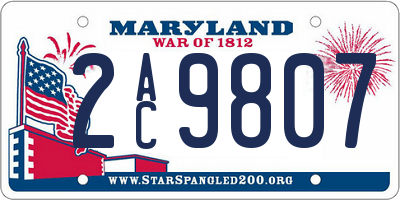 MD license plate 2AC9807
