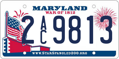 MD license plate 2AC9813