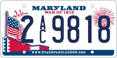 MD license plate 2AC9818