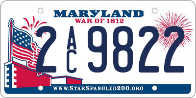 MD license plate 2AC9822