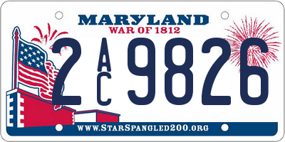 MD license plate 2AC9826