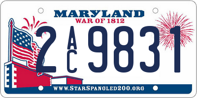 MD license plate 2AC9831