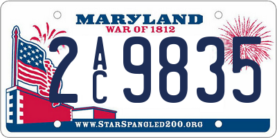 MD license plate 2AC9835