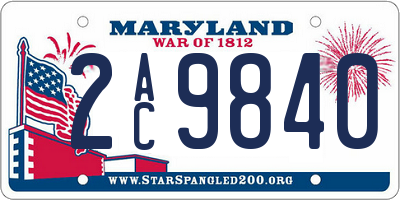 MD license plate 2AC9840