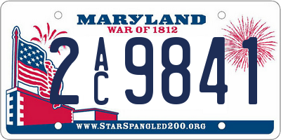MD license plate 2AC9841