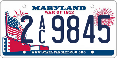 MD license plate 2AC9845