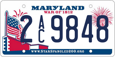 MD license plate 2AC9848