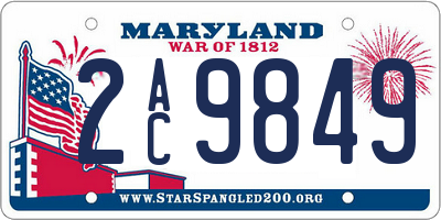 MD license plate 2AC9849