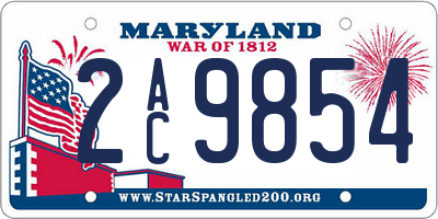 MD license plate 2AC9854