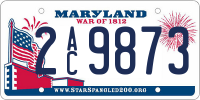 MD license plate 2AC9873