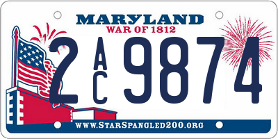 MD license plate 2AC9874