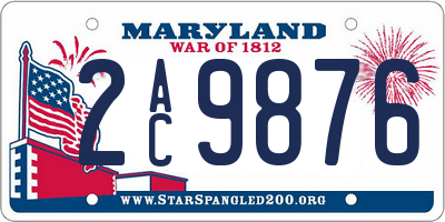 MD license plate 2AC9876