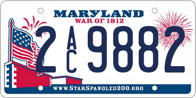 MD license plate 2AC9882