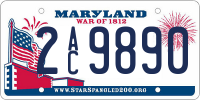 MD license plate 2AC9890