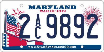 MD license plate 2AC9892