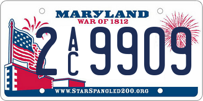 MD license plate 2AC9909