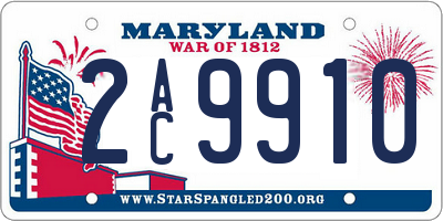 MD license plate 2AC9910