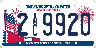 MD license plate 2AC9920