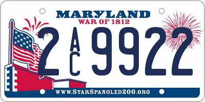 MD license plate 2AC9922