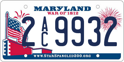 MD license plate 2AC9932