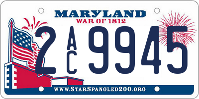 MD license plate 2AC9945