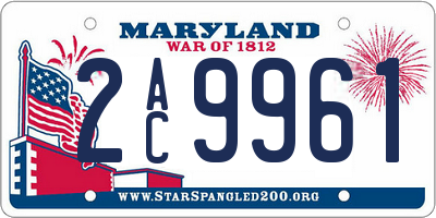 MD license plate 2AC9961
