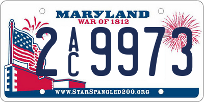 MD license plate 2AC9973