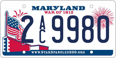 MD license plate 2AC9980