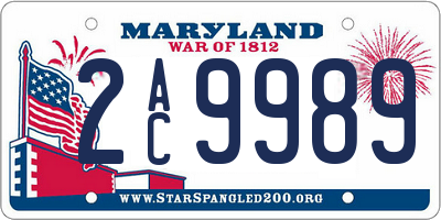 MD license plate 2AC9989