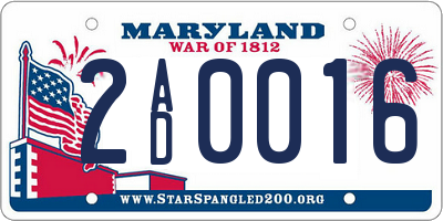 MD license plate 2AD0016