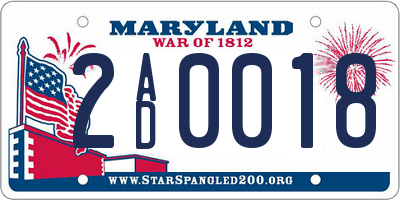 MD license plate 2AD0018