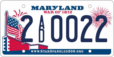 MD license plate 2AD0022