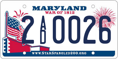 MD license plate 2AD0026