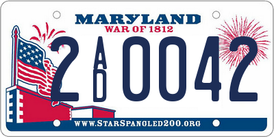 MD license plate 2AD0042