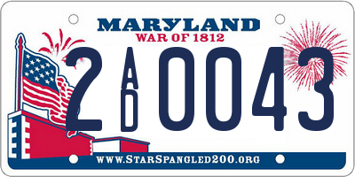 MD license plate 2AD0043
